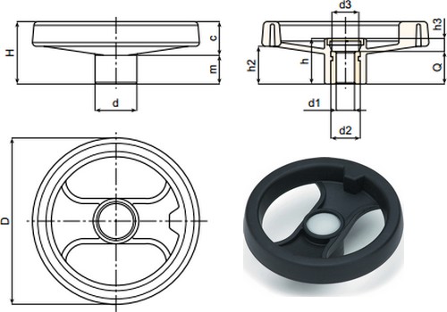 Two spoke control handwheel