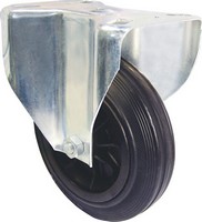 Industrial Castors - Black Rubber Tyre, Plastic Centre Fixed Plate